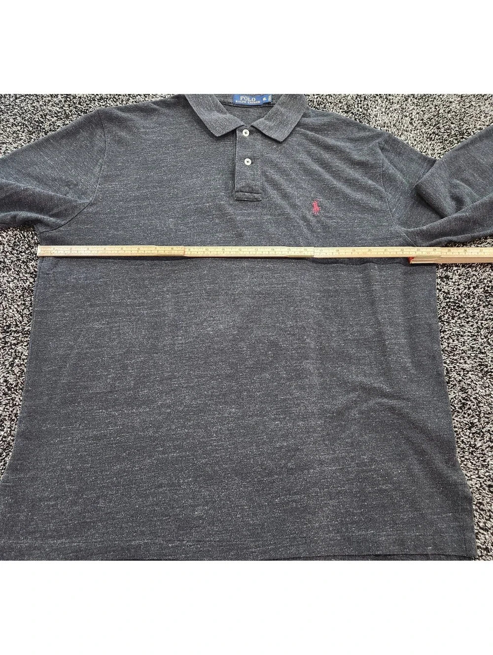 Ralph Lauren Polo Shirt Mens Sz XL Gray Rugby Pullover Casual Preppy Long Sleeve